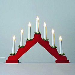 Adventný svietnik s ťahanou žiarovkou LED Filament, červená