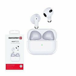 SWISSTEN Bluetooth TWS slúchadlá miniPODS, biela