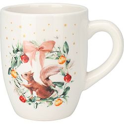 Vianočný porcelánový hrnček Veverkin veniec, 350 ml